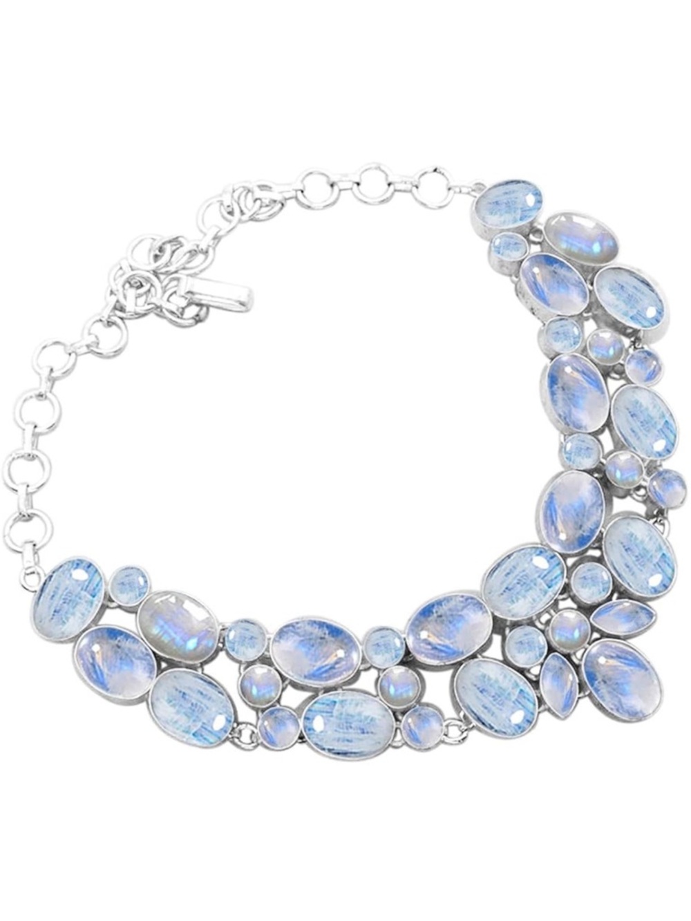 925 Silver Plated 123.15ct Genuine Moonstone Necklace